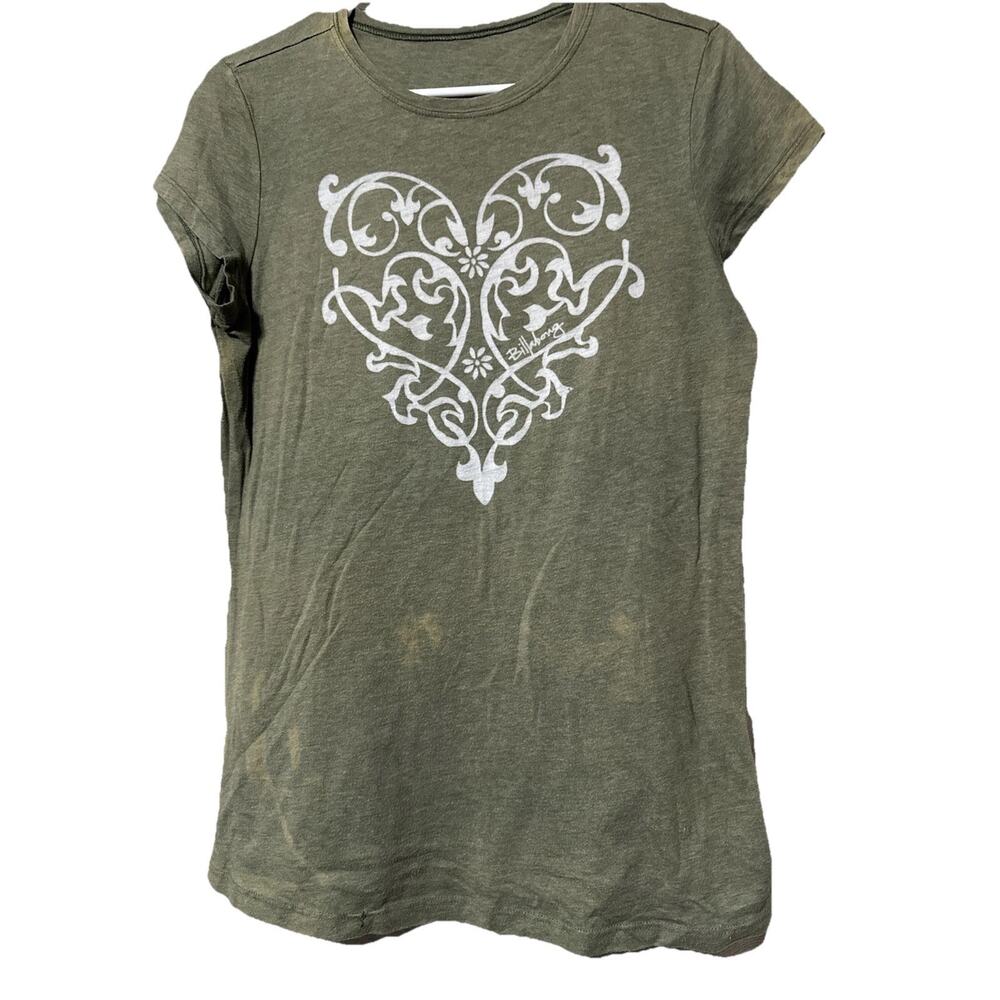 Vintage Billabong Shirt Women's XL Green Faded Affliction Surf Graphic Y2K
